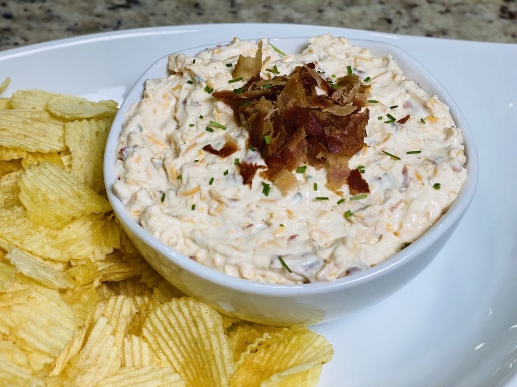 Loaded Baked Potato Dip Close up