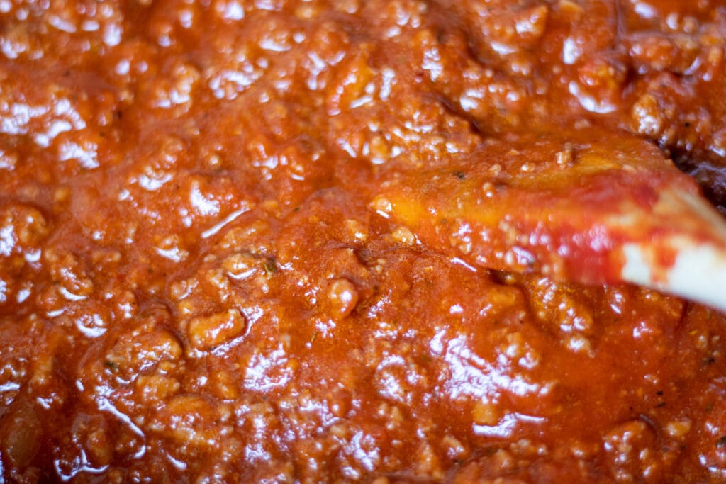 Close up of red spaghetti sauce