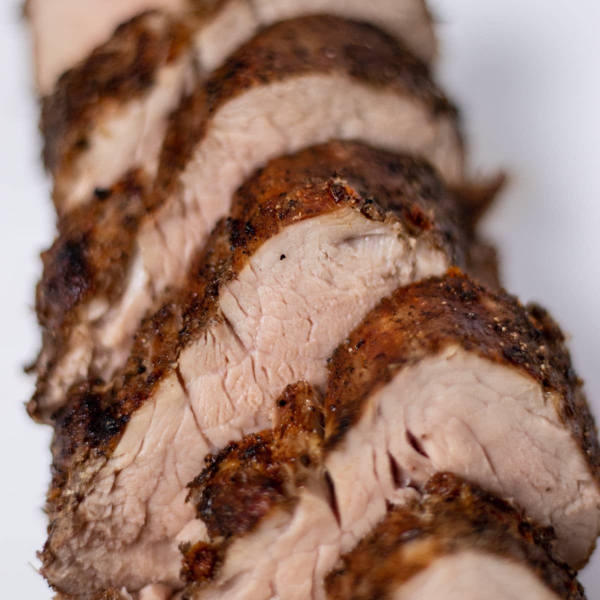 Close up shot of sliced pork tenderloin